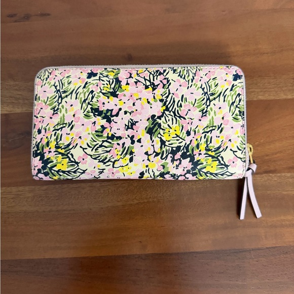 Tory Burch Wallet Gemini Link Zip Continental Flower Fields Zip Around - Picture 2 of 6